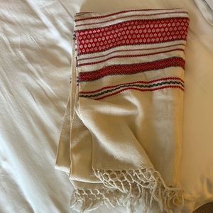 J.Crew 100% Wool Scarf. Cream White Black. Faire Isle.